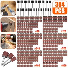 384x 80-300 Grit Sanding Drum Kit Nail Drill Bits W/ Mandrels for Dremel Rotary