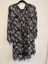 Knox Rose Womens Black Floral Boho Tassel Tie 3/4 Sleeve Lined Dress Size XXL