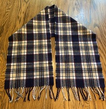 Highland Home Industries 100 Pure New Wool Plaid Navy Stewart Scarf/Ascot