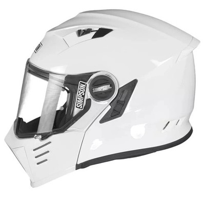 SIMPSON DARKSOME PLAIN GLOSS WHITE FLIP FRONT MODULAR MOTORRADHELM