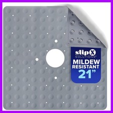 21"x21" Mildew Resistant Non Slip Shower Stall Mat, Gray