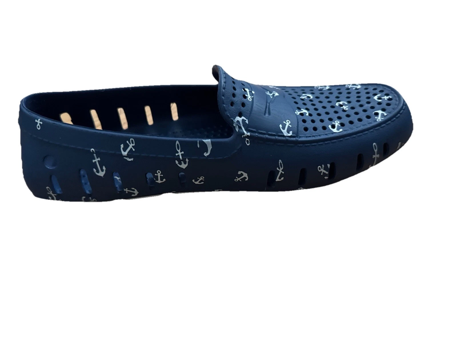 Floafers Country Club Driver Loafers Men's size 10 Navy Blue Anchor Pattern