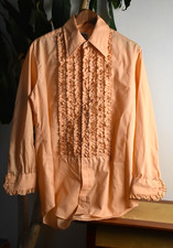 Delton Men's 16/32 VTG 70's Tuxedo Shirt Ruffled Frills Single Link Cuffs Unworn