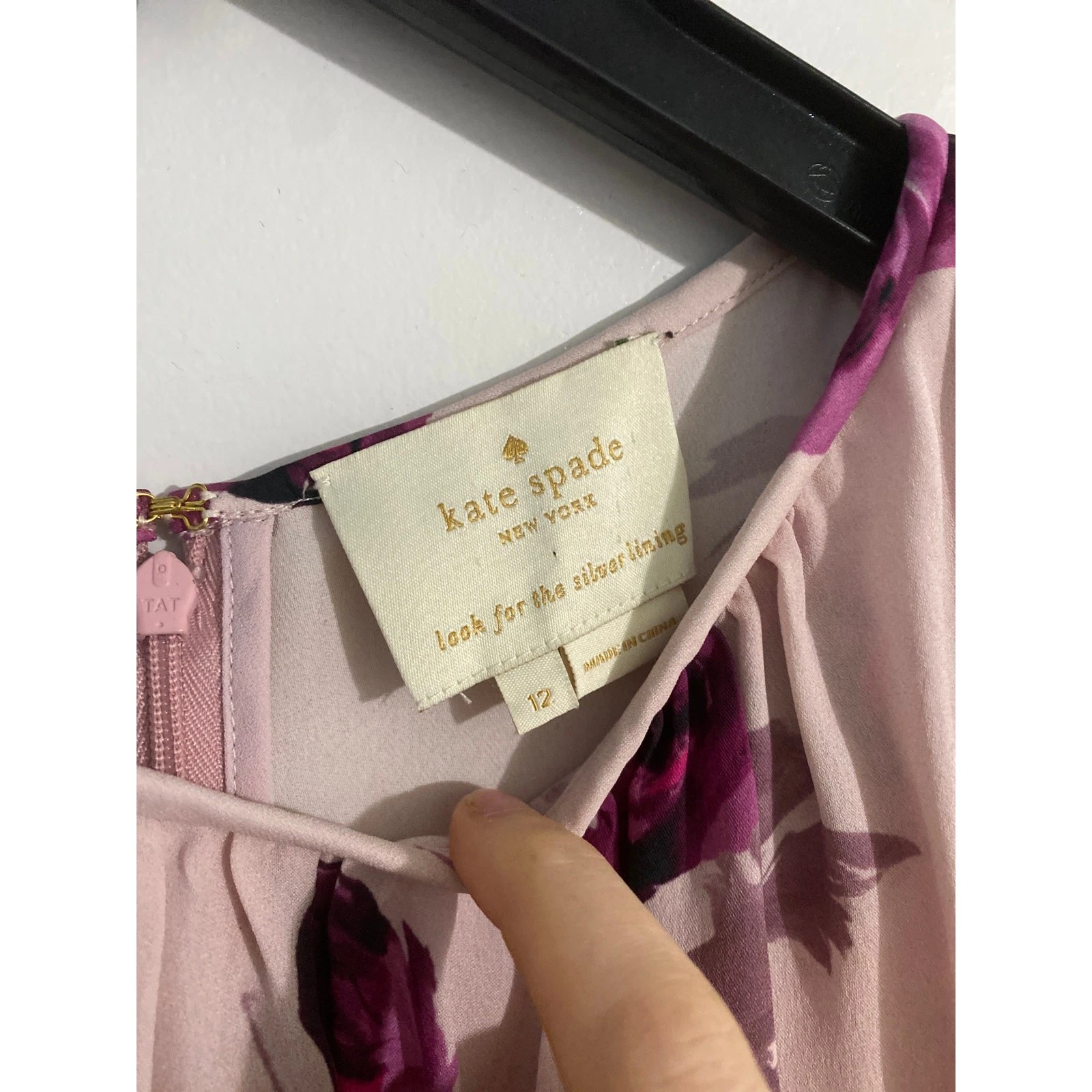 Abito midi donna Kate Spade New York encore rose taglia 12 rosa seta floreale