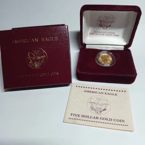 American Gold Eagle Proof 1/10 oz $5 - Coin in OGP 1990