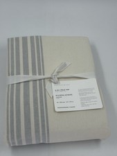 Pottery Barn Riviera Striped Linen Curtain Porcelain Blue 50 x108 Cotton Lined