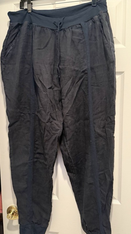 FLAX Designs Linen Jogger Pants in Twilight (Dk Blue), XL, "Patriot" Style