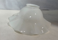 Vtg Milk Glass Ruffled Edge Crimped Lamp Shade Ruffle Scallop 2.25'' Fitter 7''W