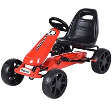 Topbuy Go Kart Kids Bike Ride on Toys W/ 4 Wheels and Aadjustabl Seat Red