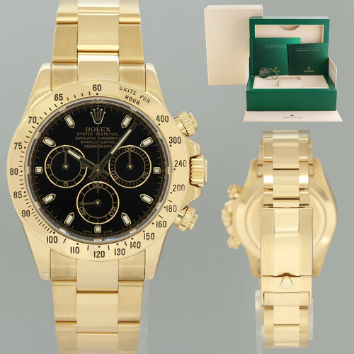 2014 MINT Rolex Daytona 116528 Black Chrono Yellow Gold 40mm W...