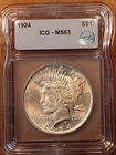1924 Peace Dollar $1 90% Silver US coin NR Free Shipping uncirculated unc