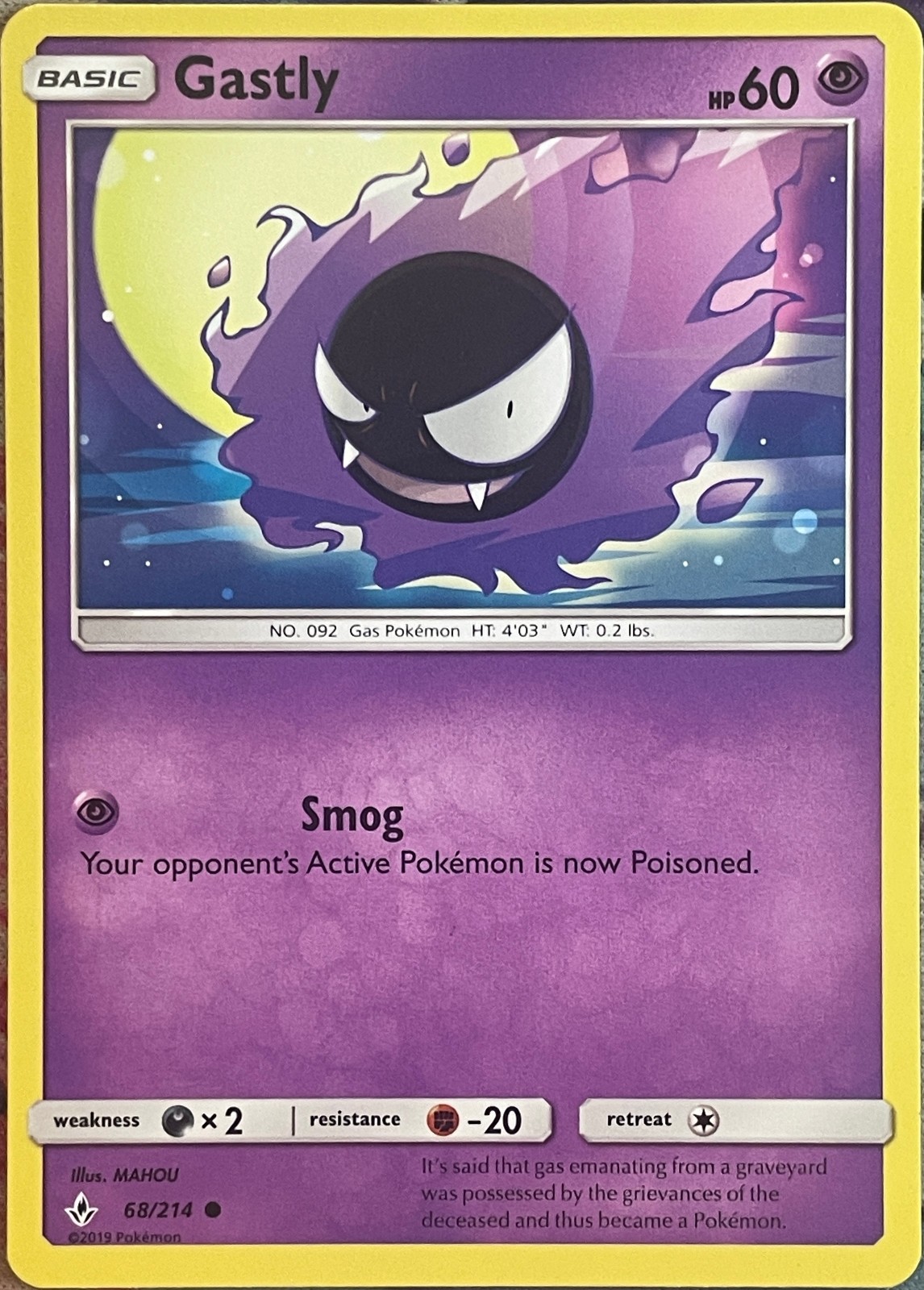 Gastly - 68/214 - Unbroken Bonds Pokemon 2019