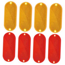 8Pack Safety Reflectors Red/Yellow Reflector with Mounting Hole Oval metallic