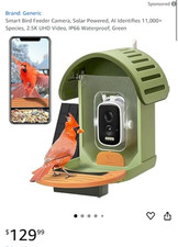 Smart Bird Feeder with Camera, Solar Powered, AI Identifies 11,000 Species, 2.5