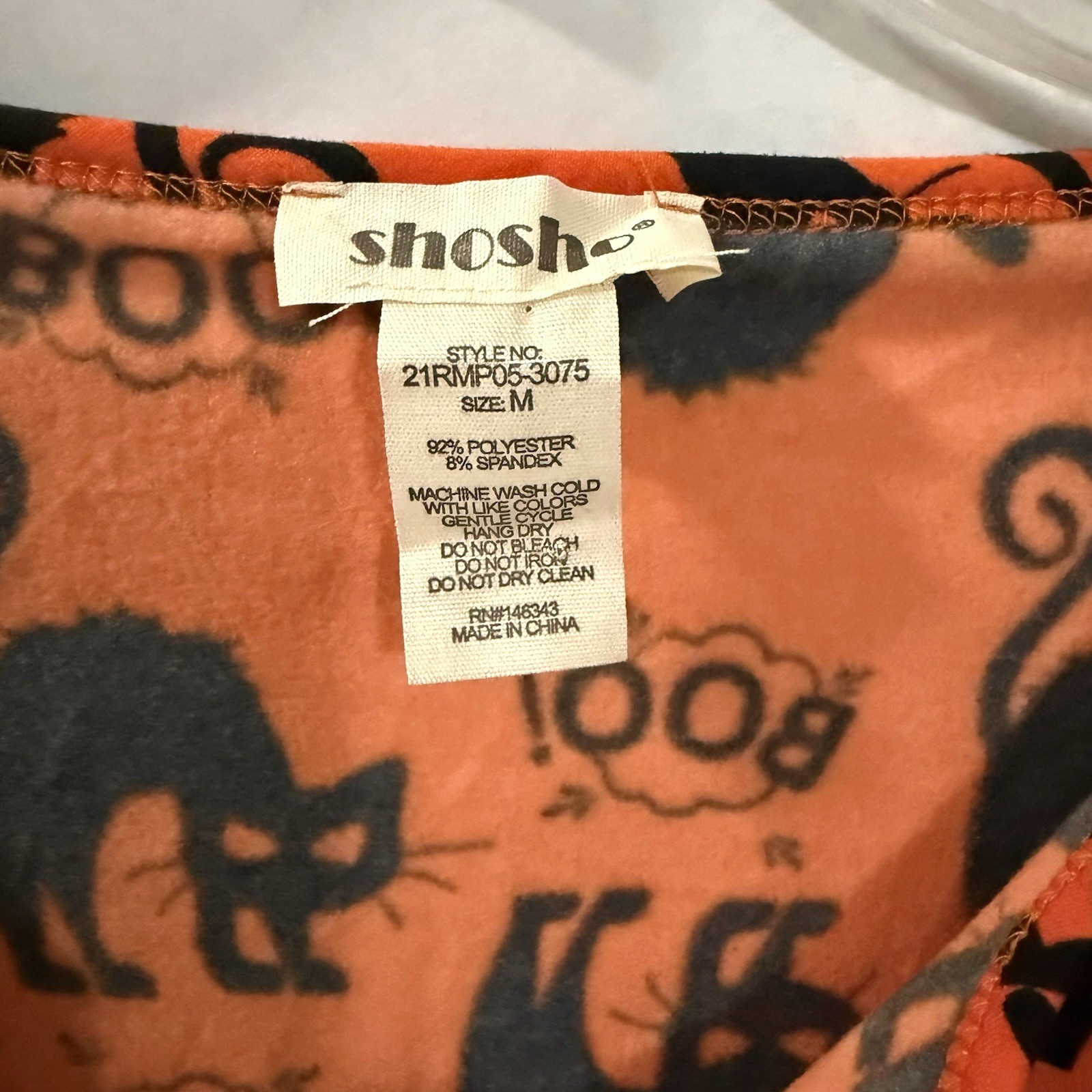 Shosho Romper Shorts & Socks Set Womens Medium Black Cat Boo Orange Halloween