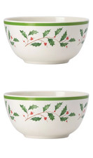 New Lenox Holiday Melamine 2 All Purpose Bowls Holly Leaves