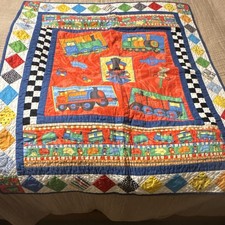 Handmade Children's Train Themed Patchwork Quilt