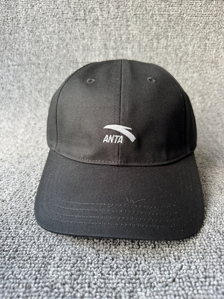 ANTA Black Baseball Cap Strapback 100% Cotton One Size Sportswear Hat