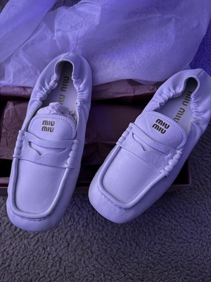White leather Miu Miu loafers women~Size 7~Excellent condition