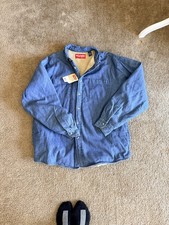 NWT WRANGLER Sherpa Fleece Lined Denim Button Shirt Jacket Size L NWT