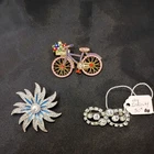 Vintage Jewelry Lot of 3 Brooches  Mixed Styles and Materials Costume