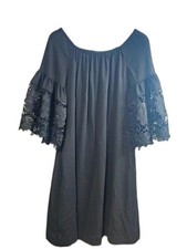 Lauren Ralph Lauren Black Lace Bell Sleeve Shift Dress Size 8