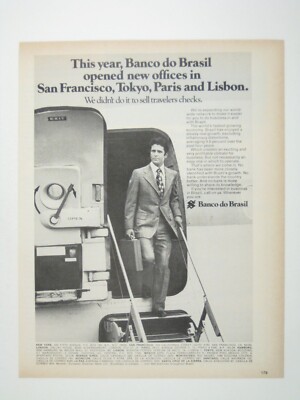 Banco Do Brasil 1972 Vintage Print Ad International Expansion Exit Airplane