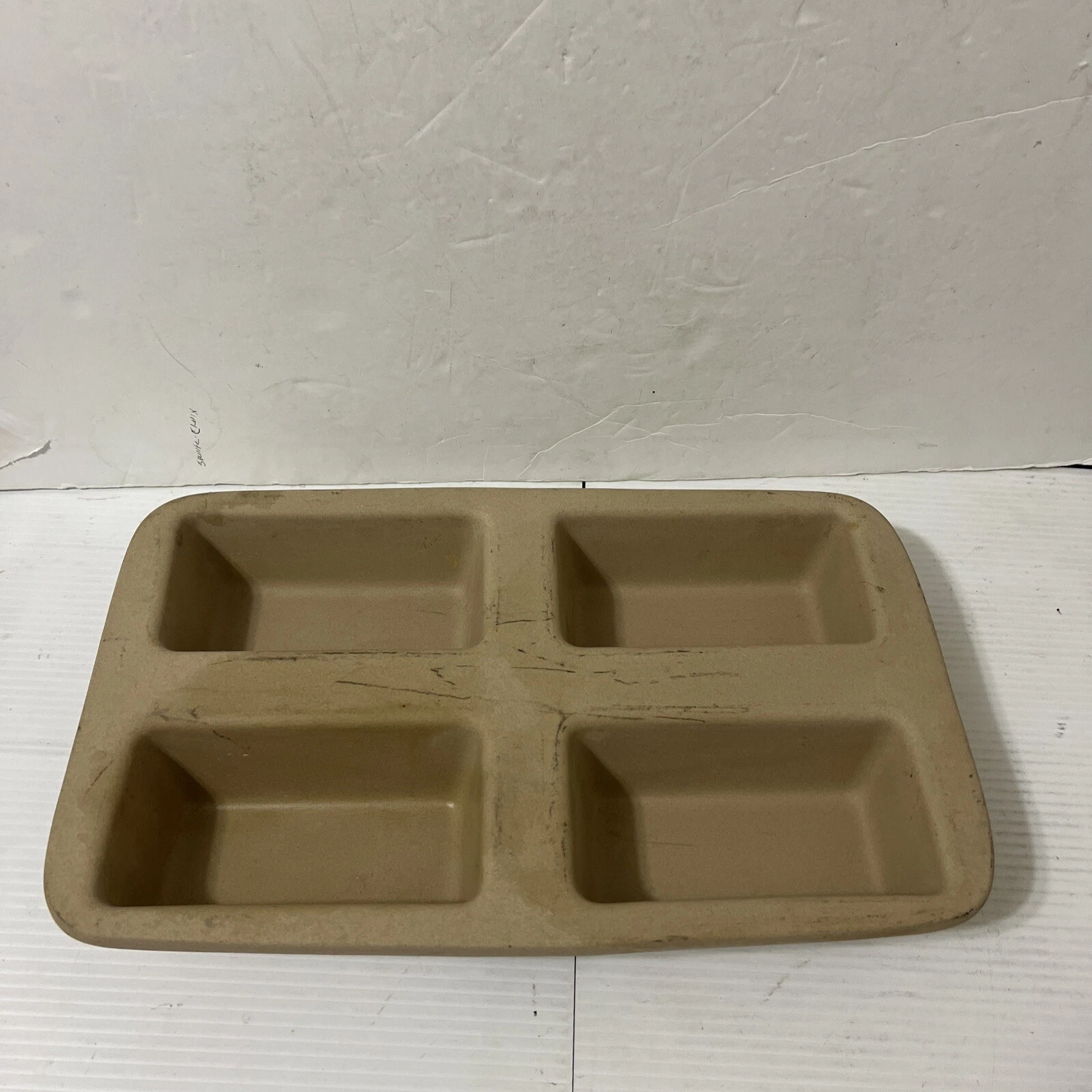 Pampered Chef Mini 4 Loaf Stoneware Bread Pan 15"x 9" Family Heritage Collection