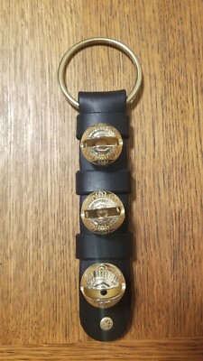 3 Bell Black Leather Jingle Bell Set With All Brass Hardware