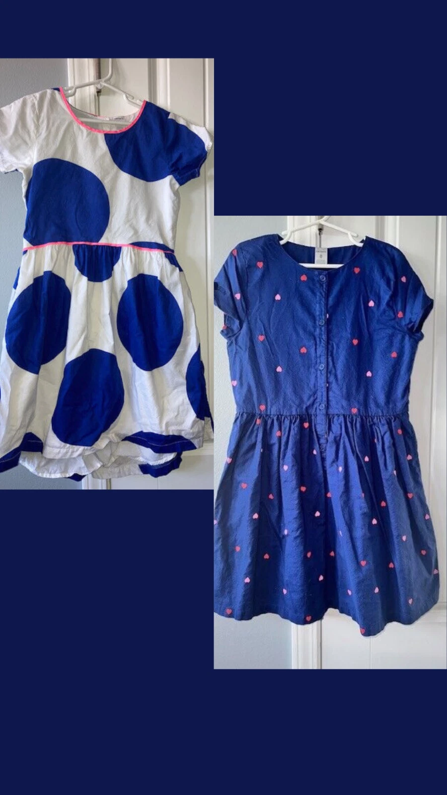 Size 8 girls dresses. Carter's. Buttons. EUC- worn once. NWOT. Blue polka dot