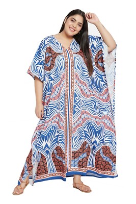 Women Maxi Dress Kaftan Plus Size Kimono Boho Long Gown Polyester Tunic Caftan