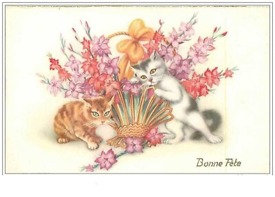 Chats.n ° 69.BONNE Fete.chats Und Blüten