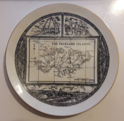 The Falkland Islands English China Plate Made Exclusively for Map & Port Stanley