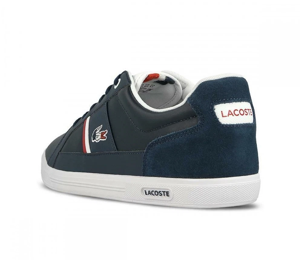lacoste europa 317 1 spm leather trainers navy white shoes mens 7 34spm0012092