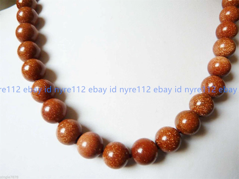 Collar de cuentas redondas natural 6/8/10/12/14 mm Galaxy oro arena sol sitara 18"" Foto 3 de 4