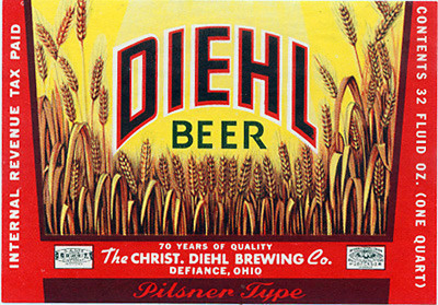 CHRIST DIEHL BEER LABEL T SHIRT DEFIANCE OHIO SIZES SMALL-XXXLARGE (F)