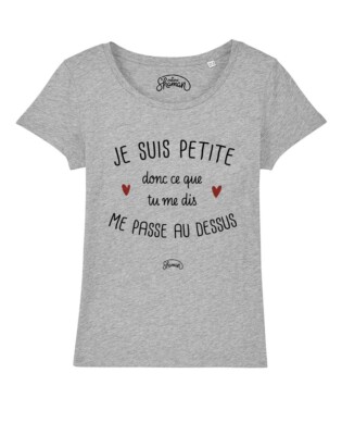 Damen T-Shirt grau kurzarm, ICH BIN KLEIN ALSO WAS DU MIR SAGST PASSIERT MIR
