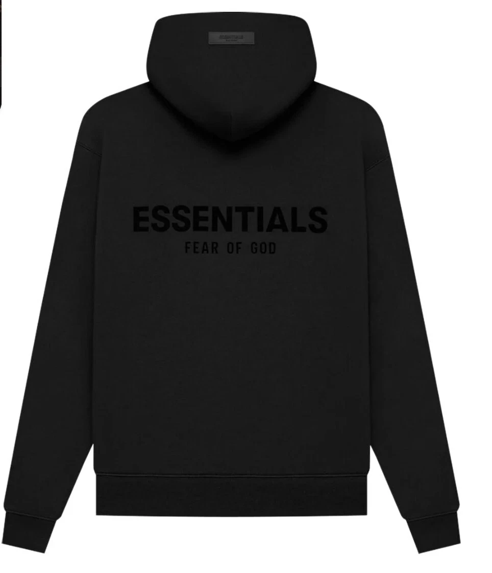 FEAR OF GOD Felpa con cappuccio Essentials paura di Dio nera elasticizzata limousine taglia media