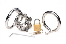 Master Series Bolted Chastity Device Cock Cage with Spikes Silver Sex Toy