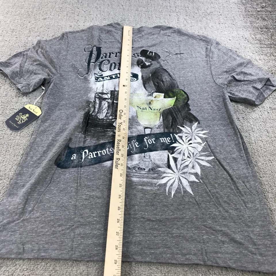 Рубашка мужская Nat Nast средний размер вырез лодочкой хорошее время попугай бухта Catina серая графика - Изображение 2 из 4