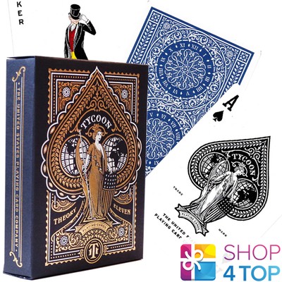 Tycoon Blue Theory 11 Playing Cards Deck Gold Magic Tricks Sealed Usa T1111