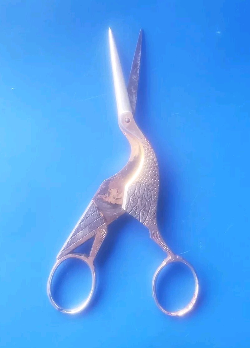 Traditional Gold Stork Embroidery Scissors