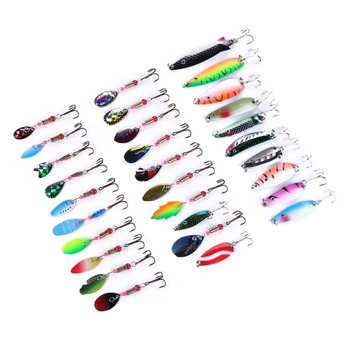 30PCS Lot Fishing Lures Spinner Bait Metal Crankbait Tackle Blade Spoon Lure USA