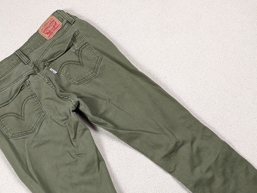 Levis 535 Super Skinny Jeans Olive Green Distressed Raw Chewed Hem Women's Sz 28 - Picture 12 of 15