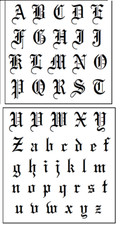 Stencil Template Old English Letters 1.5" Complete Upper  Lower Case Reusable