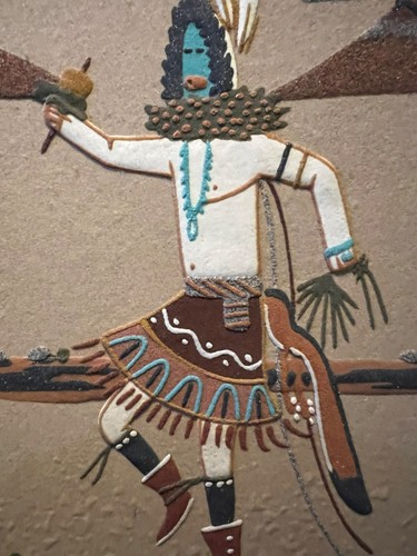 Wallace Watchman Sand Painting Navajo Dancer Yei-Bei-Chai Native American 16x16 - Picture 3 of 10