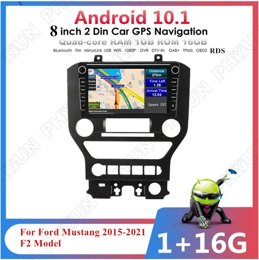 Reproductor estéreo radio 8"" Android 10.1 1+16 GB WiFi para Ford Mustang 2015-21 F2 Foto 3 de 4