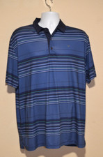 Callaway Mens Shirt Polo Large Blue Golf Short Sleeve Striped Opti-Dri Active