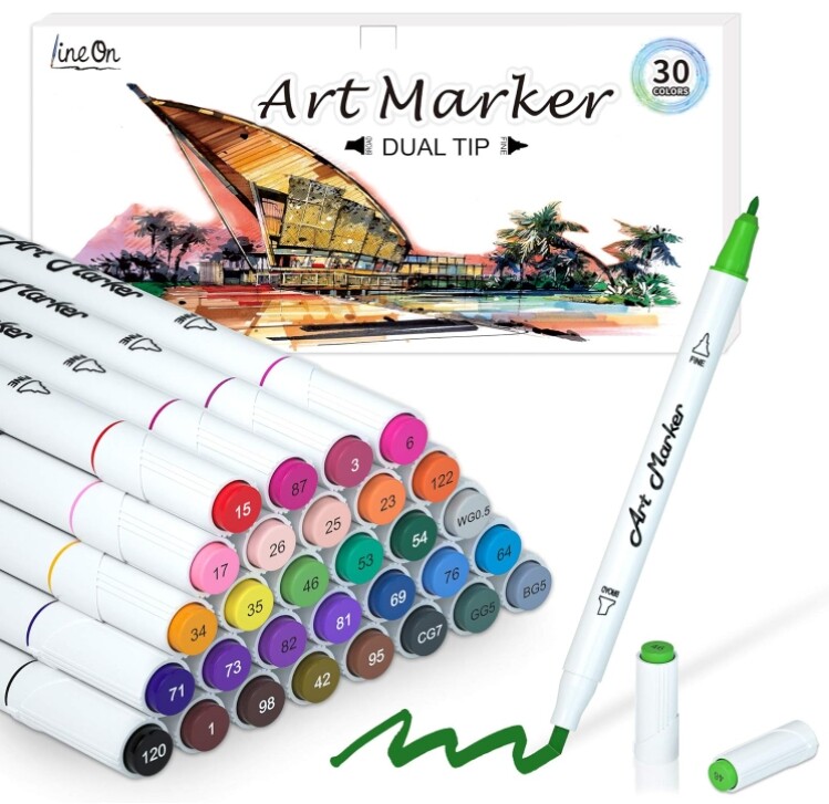 Set Dual Tip Alcohol Markers Lot Brush Tip Based Spectrum No