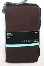 Attention Java Brown/Black Control Top Opaque Tights 2 Pair - Size S/M